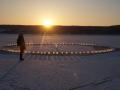 В Запорожье создали карусель из льда на Днепре 