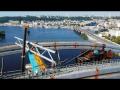 Появилось яркое видео строительства Подольского моста в Киеве. Монтаж связей