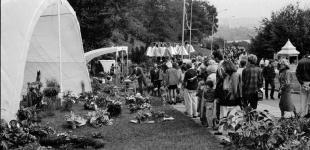 Який вигляд мала традиційна виставка квітів на Співочому полі в Києві у 1994. Архівні фото