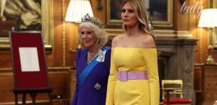 Королева Камілла та Меланія Трамп вразили вбраннями у кольорах українського прапора на банкеті у Віндзорі