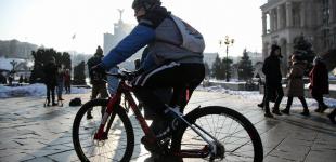 Мороз не перешкода - кияни приєдналися до світового флешмобу «Велосипедом на роботу» 