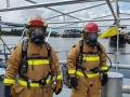 Українські моряки в США тренувались гасити пожежу на катері Island