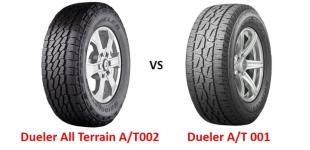  Сравнение моделей Bridgestone Dueler All Terrain A/T002 против Dueler A/T 001