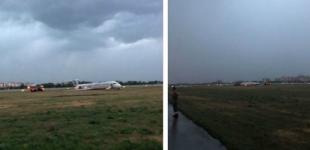 Жесткая посадка самолета в аэропорту Киев 