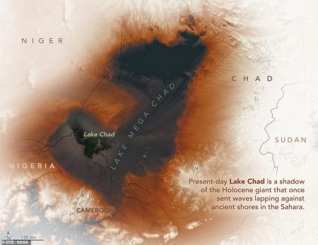 NASA показало, как выглядело древнее озеро в Сахаре