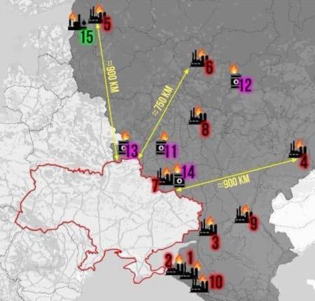 Російські НПЗ, які атакували українські дрони – мапа